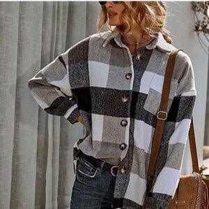 NEW Plaid Loose Fit Shacket Jacket